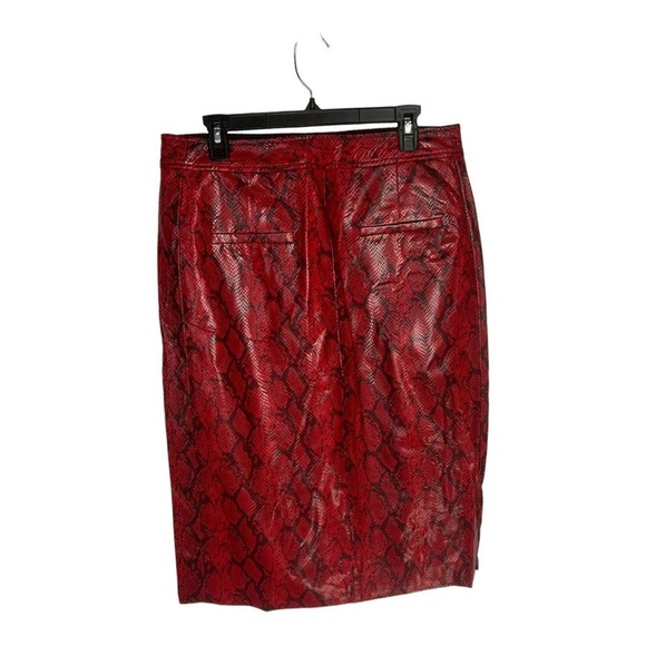 Tibi Red Faux Snakeskin Print Pencil Skirt Size 10 NWT - Picture 4 of 7